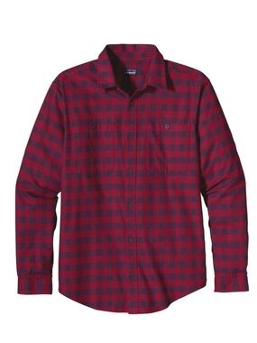 Patagonia mens check shirt long sleeve Worn Wear red delicious Pima cotton Med